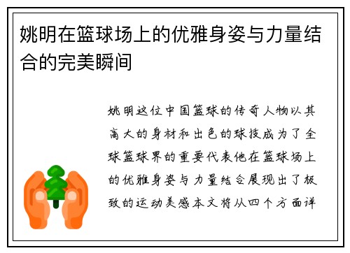 姚明在篮球场上的优雅身姿与力量结合的完美瞬间